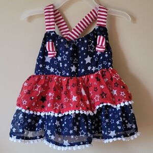Little Lass Red, White & Blue Star Dress Toddler 3T